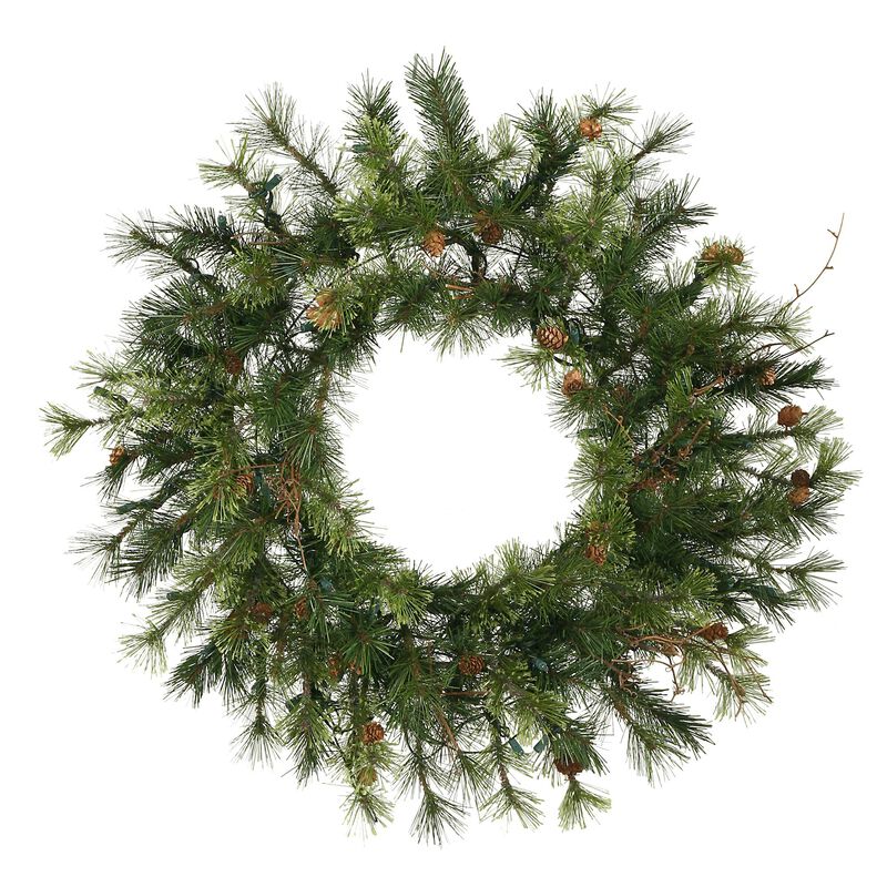 Vickerman 24" Mixed Country Pine Artificial Christmas Wreath, Unlit - Faux Mixed Needle Christmas Wreath - Indoor Seasonal Home Wall Decor image number 0