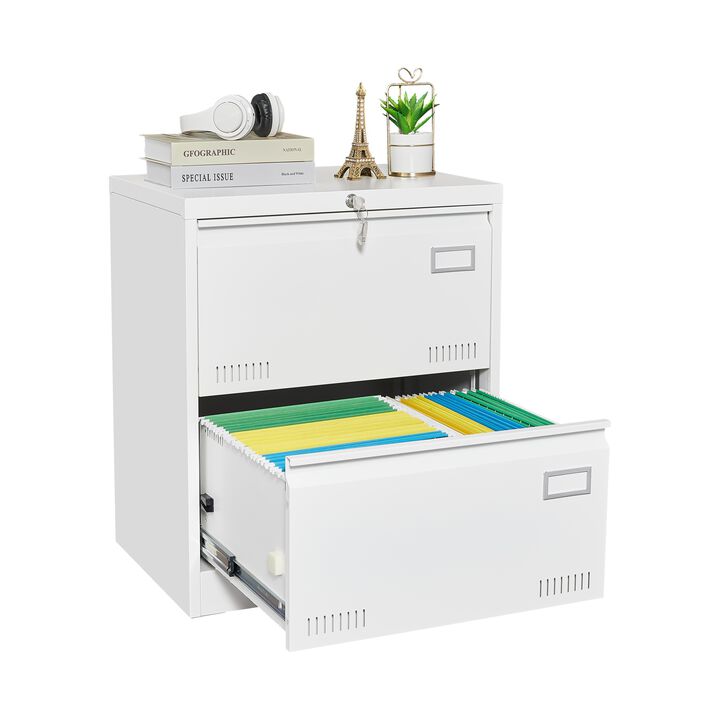 GOODSILO 2 Drawer Metal Lateral File Cabinet with Lock for Organized Office Document Storage