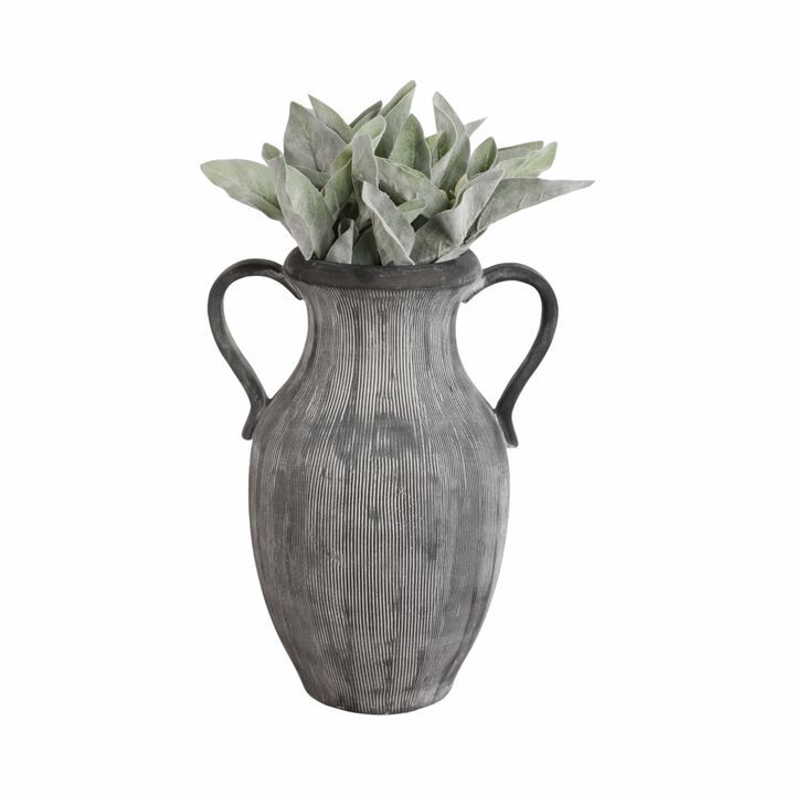 15" Weathered Jug With Handles, Black