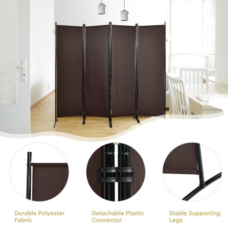 Hivvago 4-Panel  Room Divider with Steel Frame