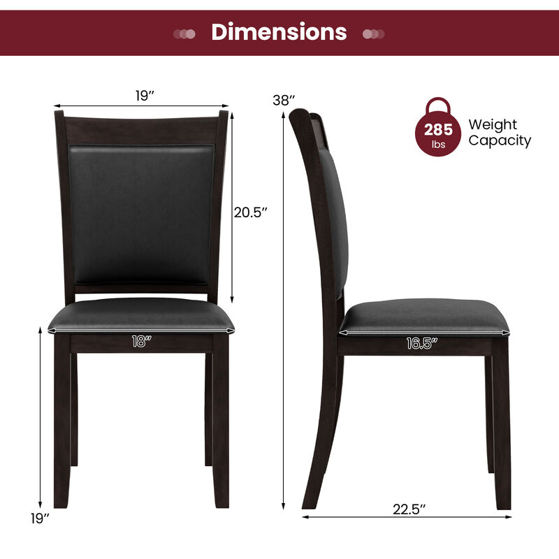 Dining Chairs Set of 2 Faux Leather Upholstered Kitchen Side Chairs with Padded Seat