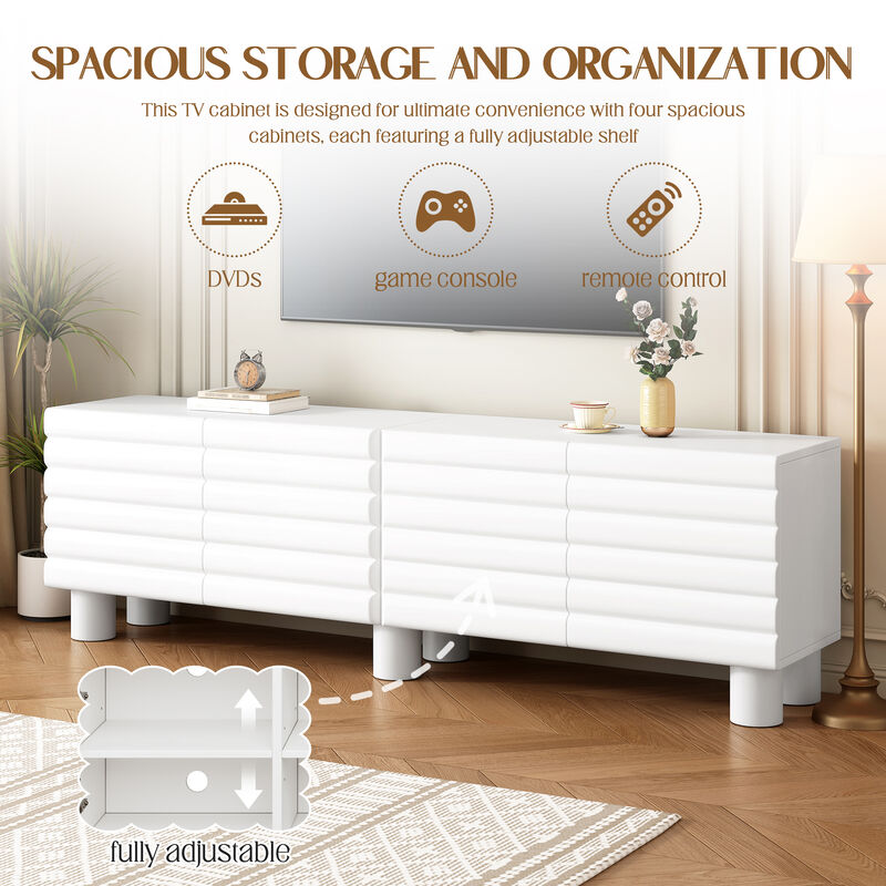 Merax Stylish Thick Wavy Door TV Cabinet with Adjustable Shelves