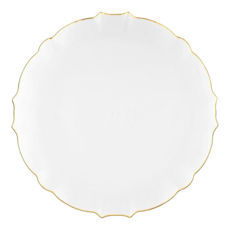 7.5" Clear with Gold Rim Round Lotus Plastic Salad Plates (120 Plates) image number 0