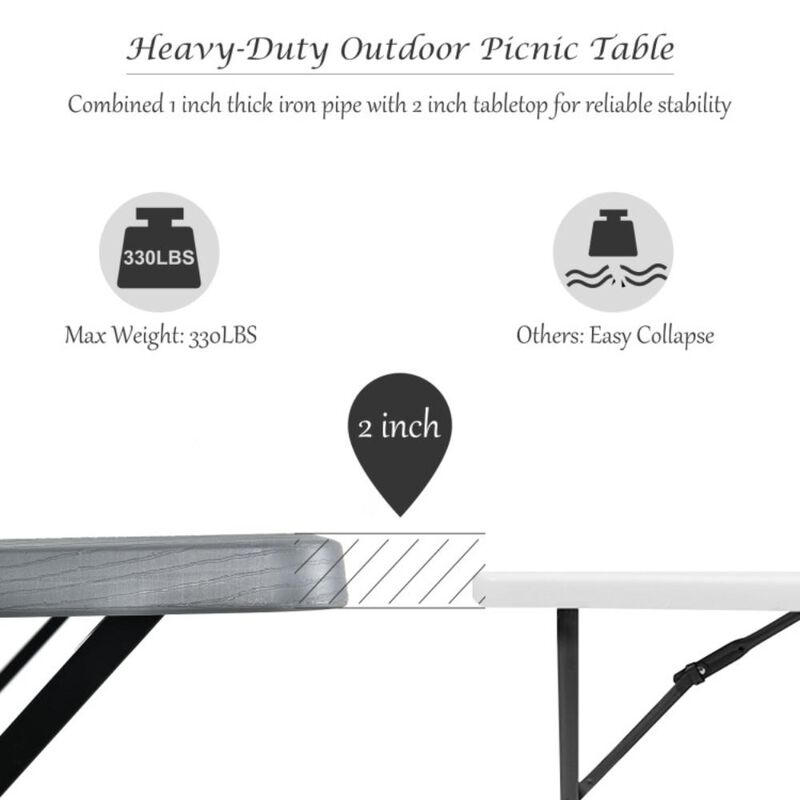 Hivvago HDPE Outdoor Picnic Table Bench Set with Metal Base