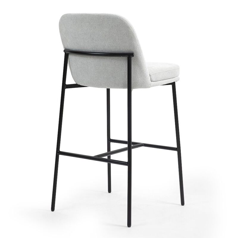 Glamour Home Set of 2 Belisma Gray Fabric Bar Stool with Metal Legs