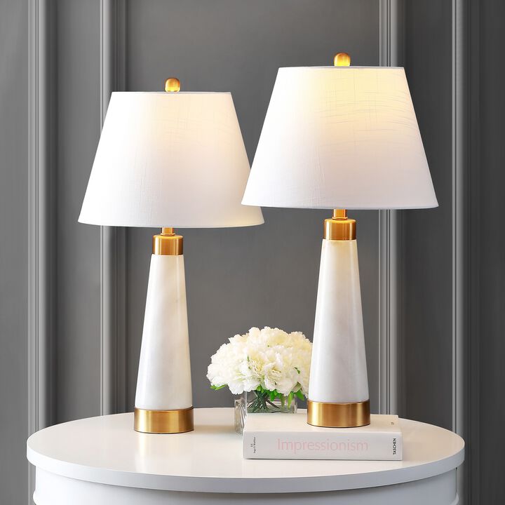 Travis Marble/Iron Gold Modern Column LED Table Lamp (Set of 2)