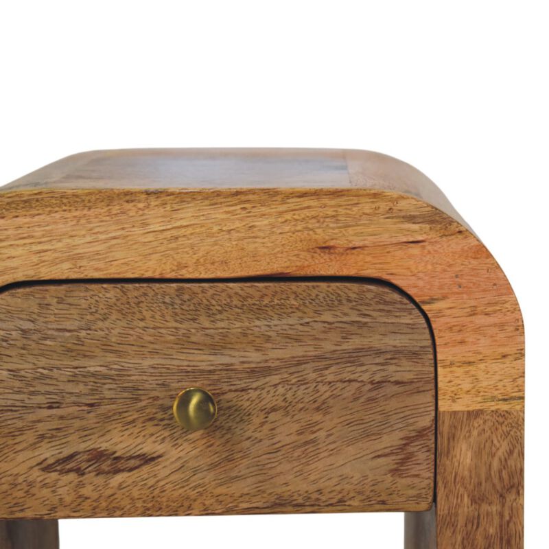 Artisan Furniture Solid Wood Mini Darcy Oak-ish Nightstand with Curved Edges