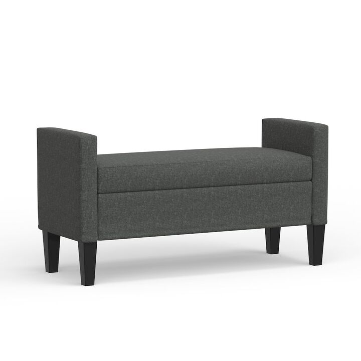 Rize Home 46 Storage Bench with Arms - Dark Gray