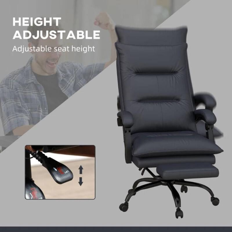 Hivvago Double Padded Executive Massage Heated Office Chair Charcoal