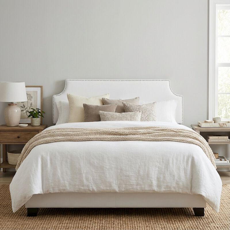 Upholstered Vinyl Full Headboard with Smooth Finish and Durable Design image number 4