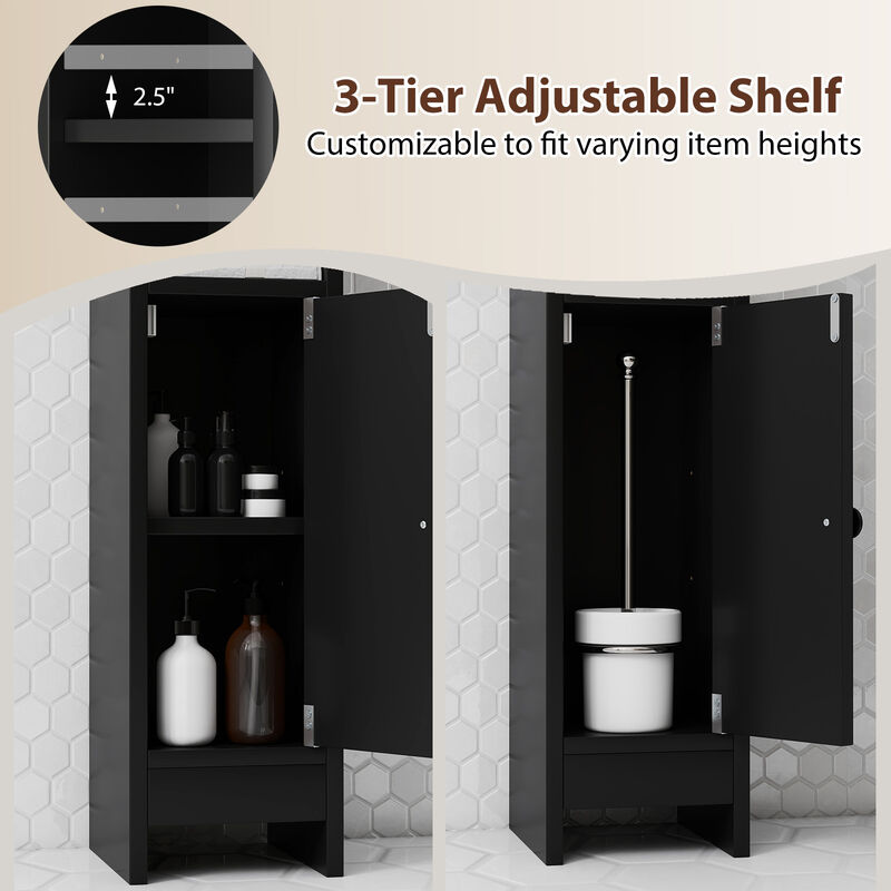 Corner Bathroom Cabinet Slim Design with Door and Adjustable Shelf image number 6