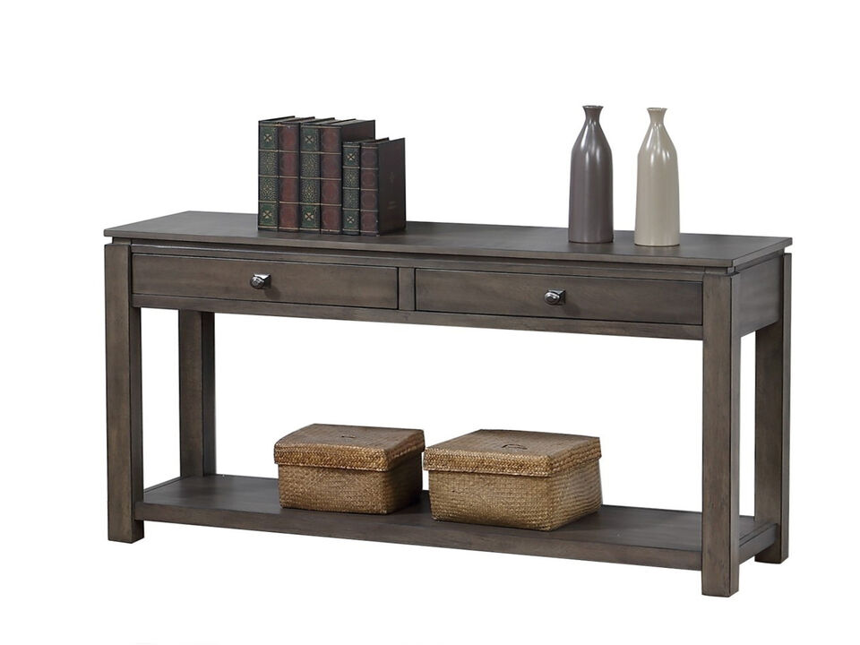 Shades of Gray 53 in. Weathered Grey Rectangle Solid Wood Console Table with 2 Drawers
