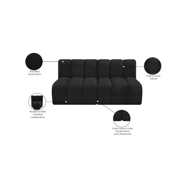 Meridian Furniture Arc Black Boucle Fabric Modular Sofa