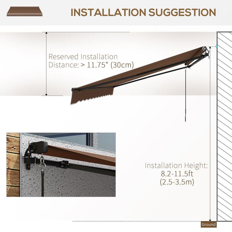 Hivvago 16' x 10' Outdoor Retractable Awning for Balcony & Yard image number 6