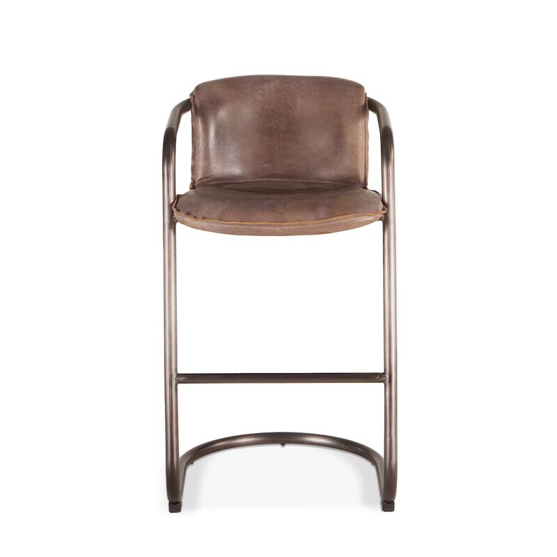 World Interiors Chiavari Bar Chairs in Jet Brown Leather and Steel