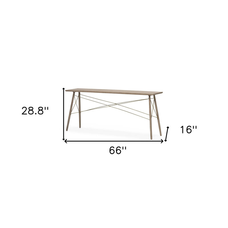HomeRoots 66" Brown Solid Wood Console Table image number 5