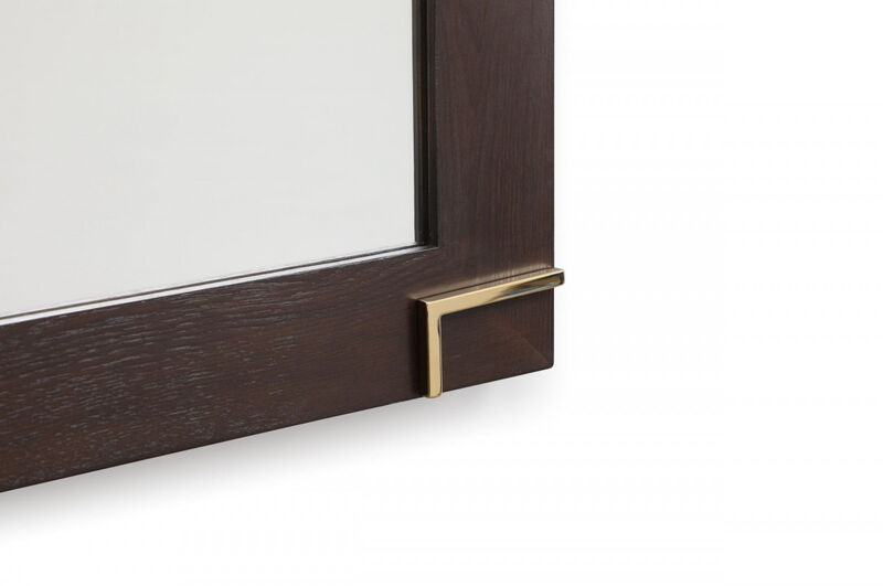 HomeRoots 33" Brown and Gold Wood Framed Accent Mirror image number 5