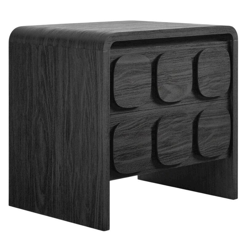 Gray Wood Nightstand with 2 Drawers and Modern Design image number 0