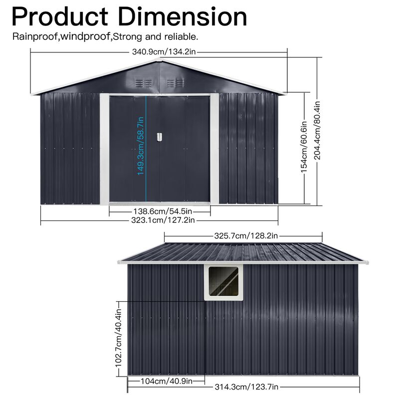 Metal Outdoor Garden Storage Shed with Window & Sliding Door image number 4
