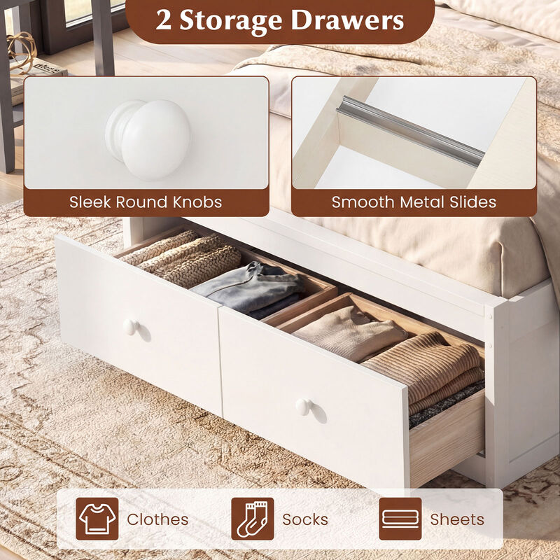 Twin Platform Bed Frame with Built-In Storage Drawers and Headboard image number 7