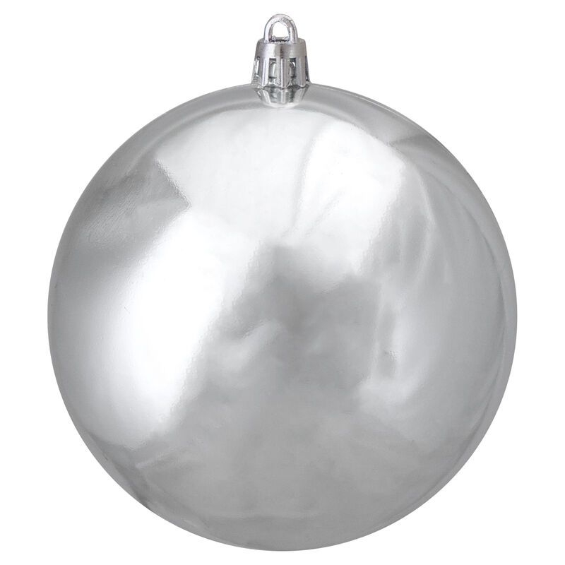 Shiny Silver Shatterproof Christmas Ball Ornament 4" (100mm) image number 0