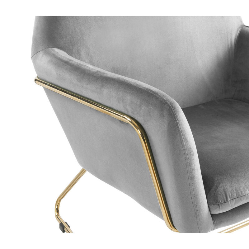 Keira Gray Velvet Accent Chair with Metal Base
