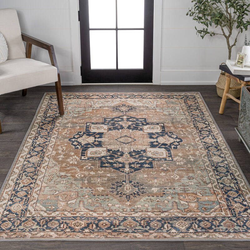 Maris Ornate Medallion Machine-Washable Area Rug