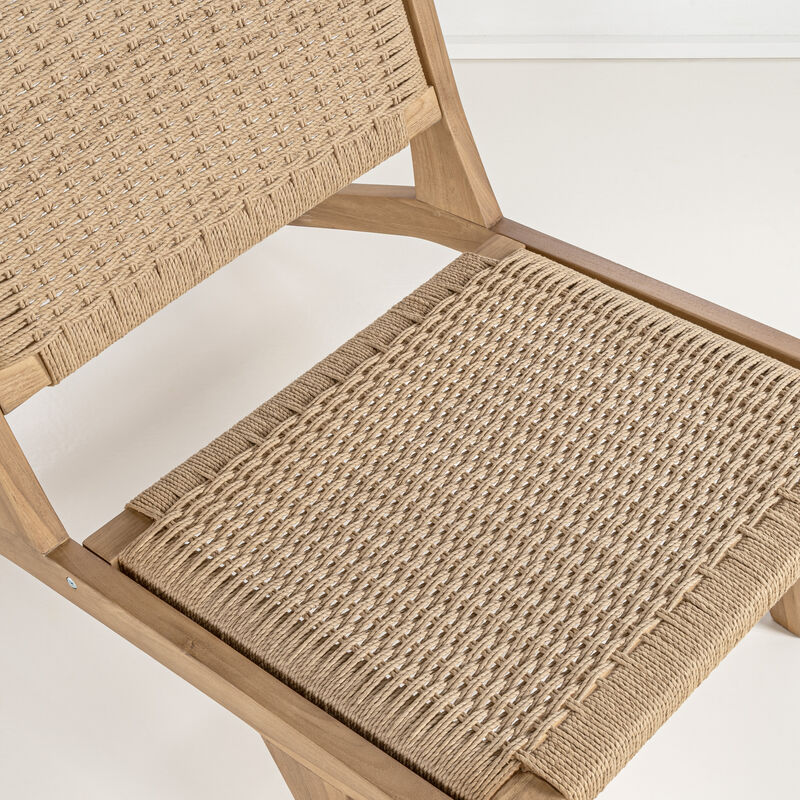 Parker Mid-Century Modern Woven Seagrass Wood Armless Lounge Chair