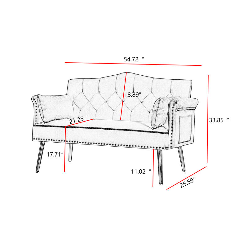 Strolk Modern Velvet Loveseat Sofa image number 8
