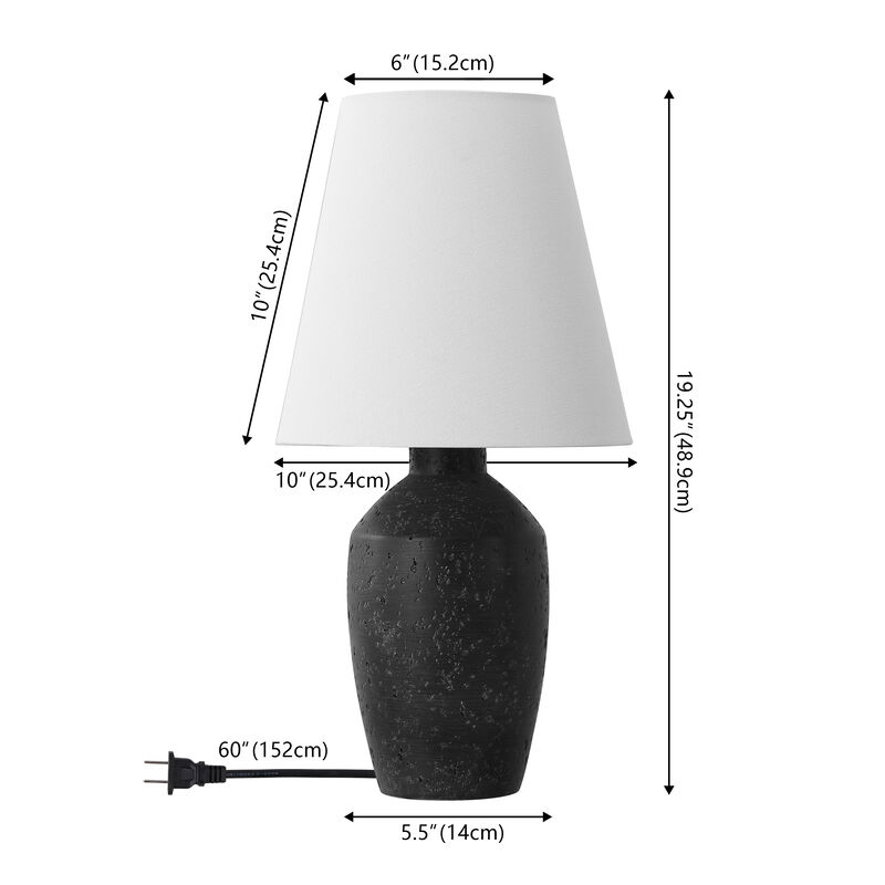 Xander 19.5" Minimalist Scandinavian Concrete Effect Resin/Iron Ginger Jar LED Table Lamp