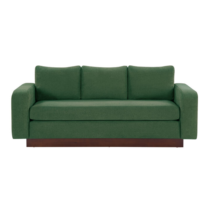 Merax Modern 3-Seater Chenille Sofa with Wide Functional Armrests & Solid Rubber Wood Base