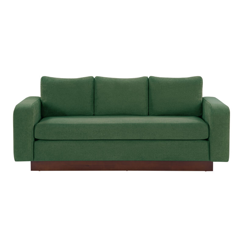 Merax Modern 3-Seater Chenille Sofa with Wide Functional Armrests & Solid Rubber Wood Base image number 0