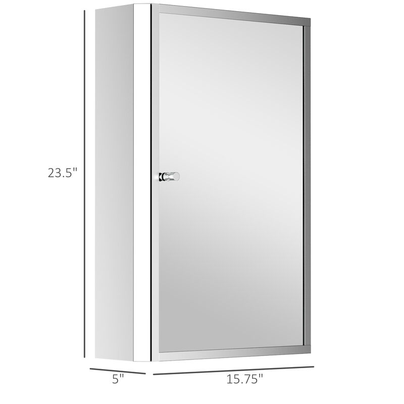 24"x16" Bathroom Mirrored Medicine Cabinet Storage 3 Shelves Stainless Steel