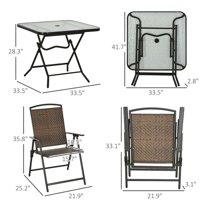 Hivvago Foldable Outdoor Wicker Dining Set image number 2
