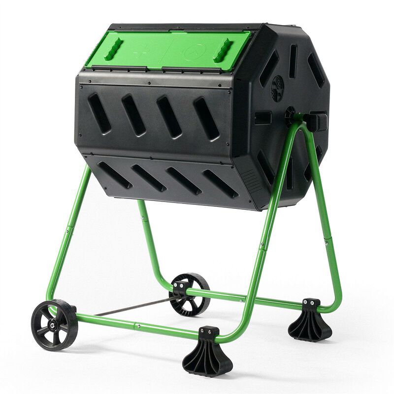 Durable 5-Cubic Compost Bin &ndash; Tumbling Rotating Composter with Sturdy Metal Frame