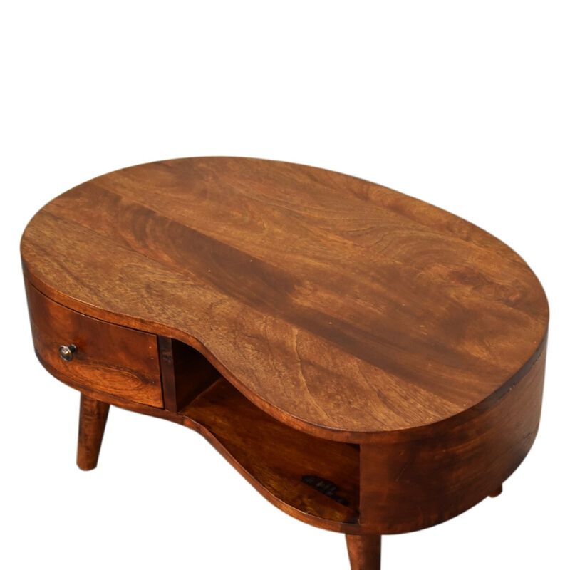 Mini Chesnut Wave Solid Wood  Coffee Table
