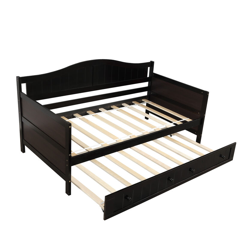 Whisen Modern Style Twin Size Wooden Daybed Sofa Bed with Trundle Bed image number 2