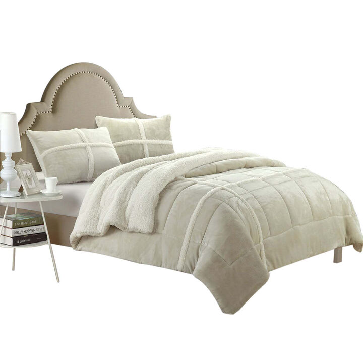 Chic Home Camille Mink Chloe Sherpa Lined 2 Pieces Comforter Set - Twin X-Long 66x90, Silver