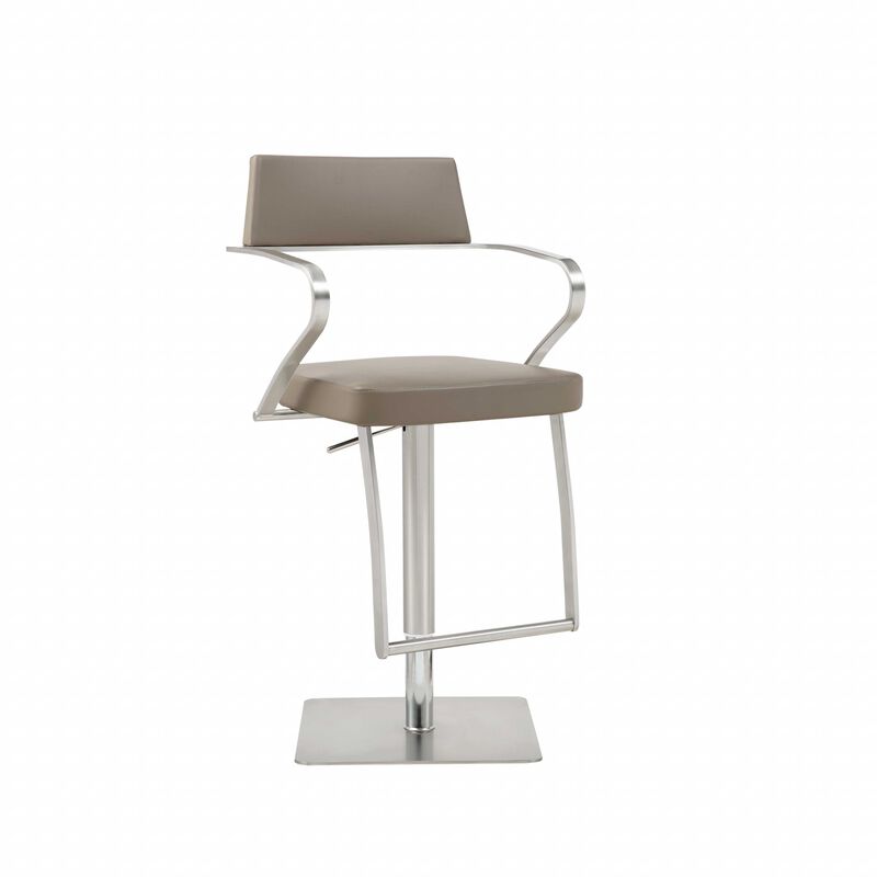 Modern Stainless Steel Bar Chair with Footrest, Adjustable Height Counter Stool