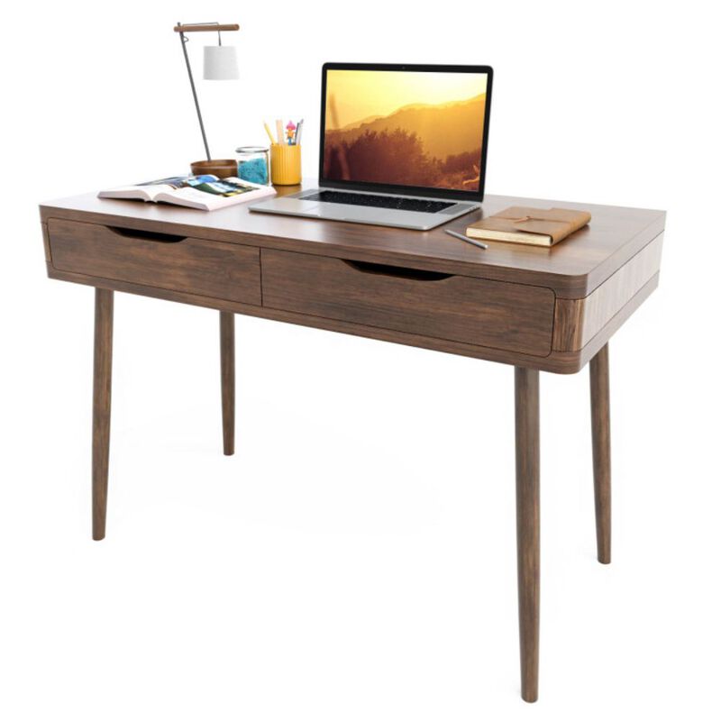 Mid-Century Computer Desk and Workstation with 2 Drawers image number 0