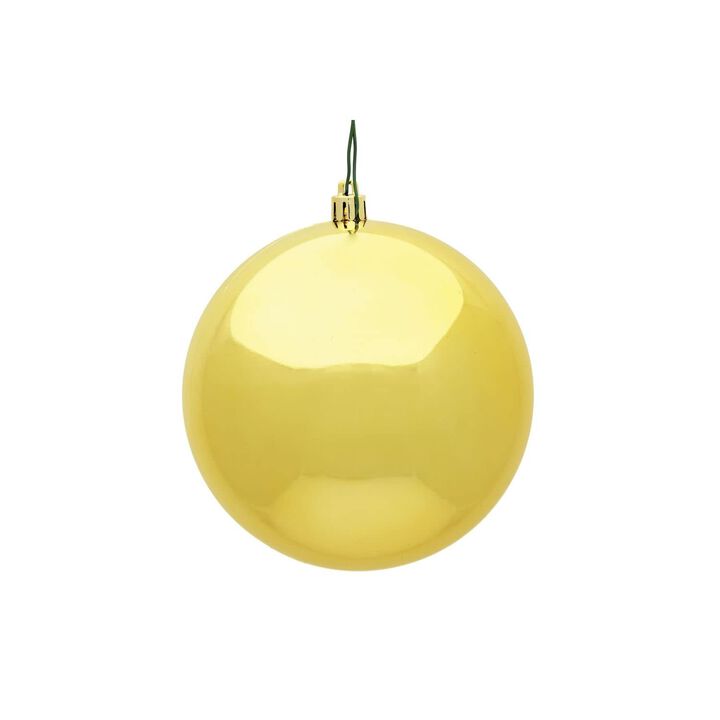 Vickerman 483015 - 4" Honey Gold Shiny Ball Christmas Tree Ornament (6 pack) (N591037DSV)