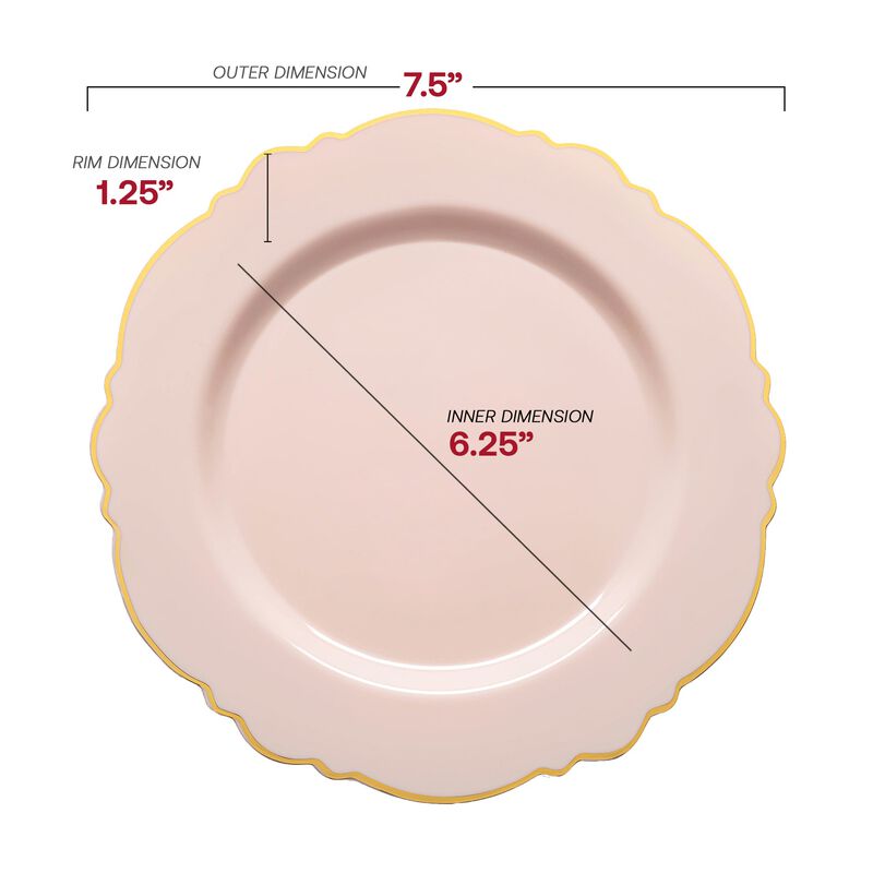 Pink with Gold Rim Round Blossom Plastic Dinnerware Value Set (40 Sets) image number 3