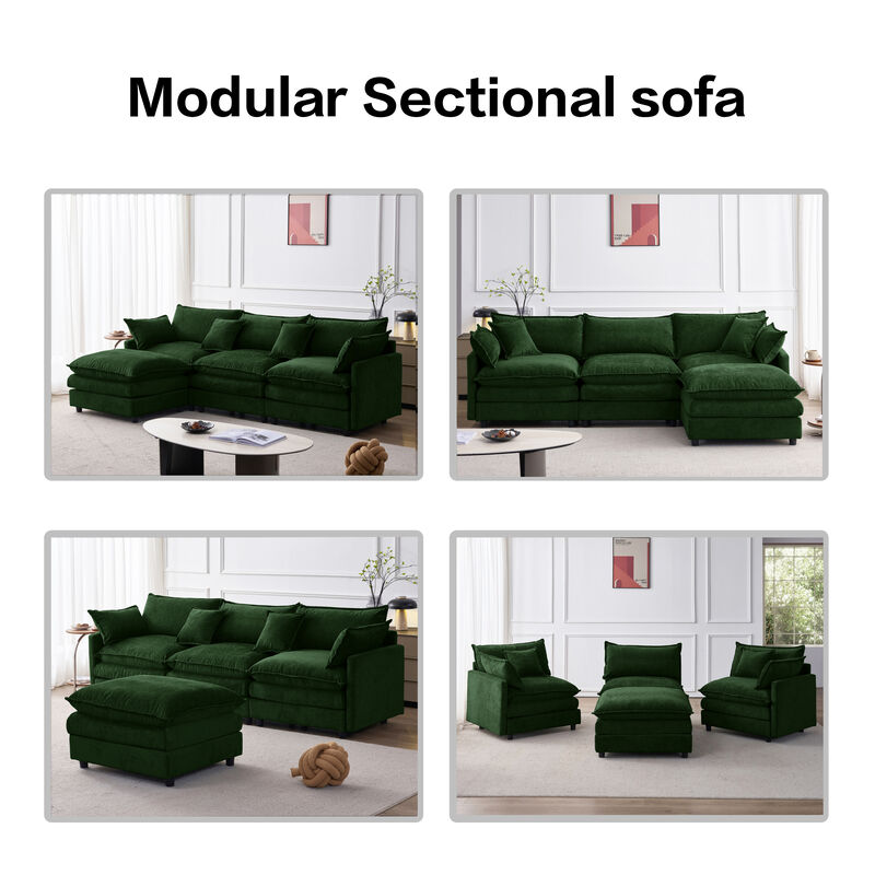 Jegfli Chenille Modular L-Shaped Sectional Sofa image number 5