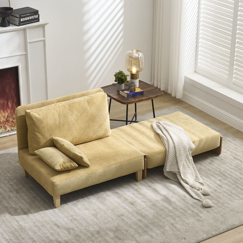 Merax Foldable Chenille Sofa Chair Convertible Futon Sleeper