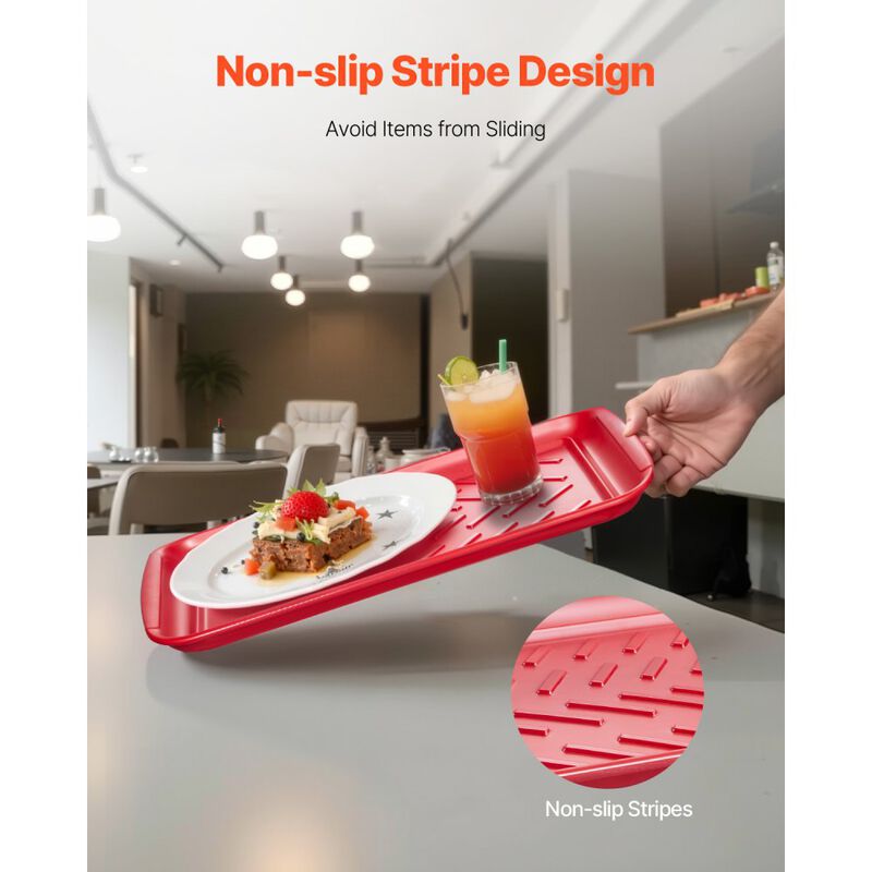 2-Pack Plastic Serving Trays with Handles, Anti-Slip Prep and Serve Trays for BBQ & Kitchen image number 6
