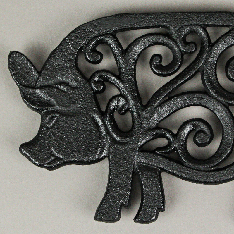 Set of 3 Black Cast Iron Farm Animal Kitchen Trivets Decorative Wall Hanging Art image number 5