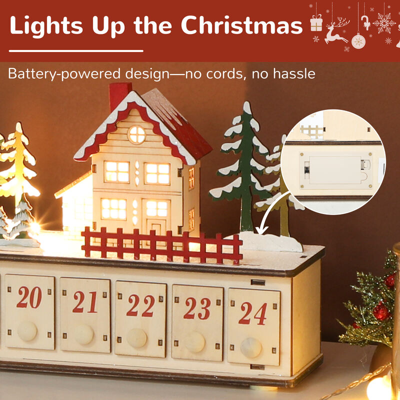 BreeBe Christmas Advent Calendar with 24 Drawers and LED Lights image number 5