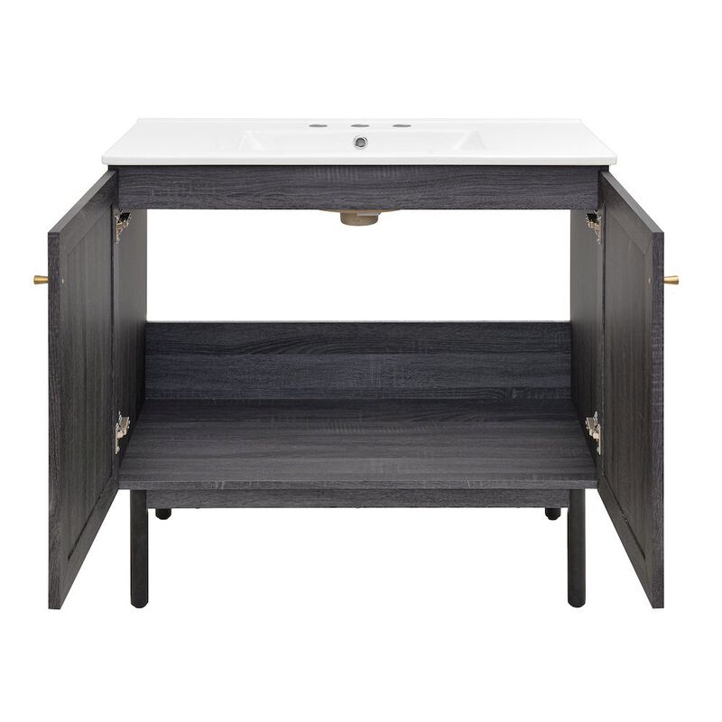 36" Freestanding Bathroom Vanity with 3-Hole Widespread Sink Top image number 4