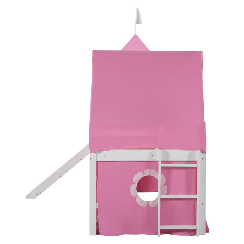 Merax Castle Loft Bed with Slide and Tent