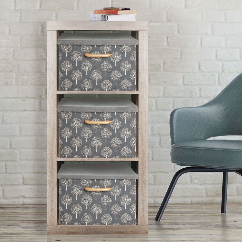 mDesign Soft Textured Fabric Home Storage Organizer Box, 2 Pack - Gray/Cream